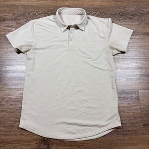BYLT Shirt Men's M Lux Short Sleeve Polo Beige Performance Golf Casual
